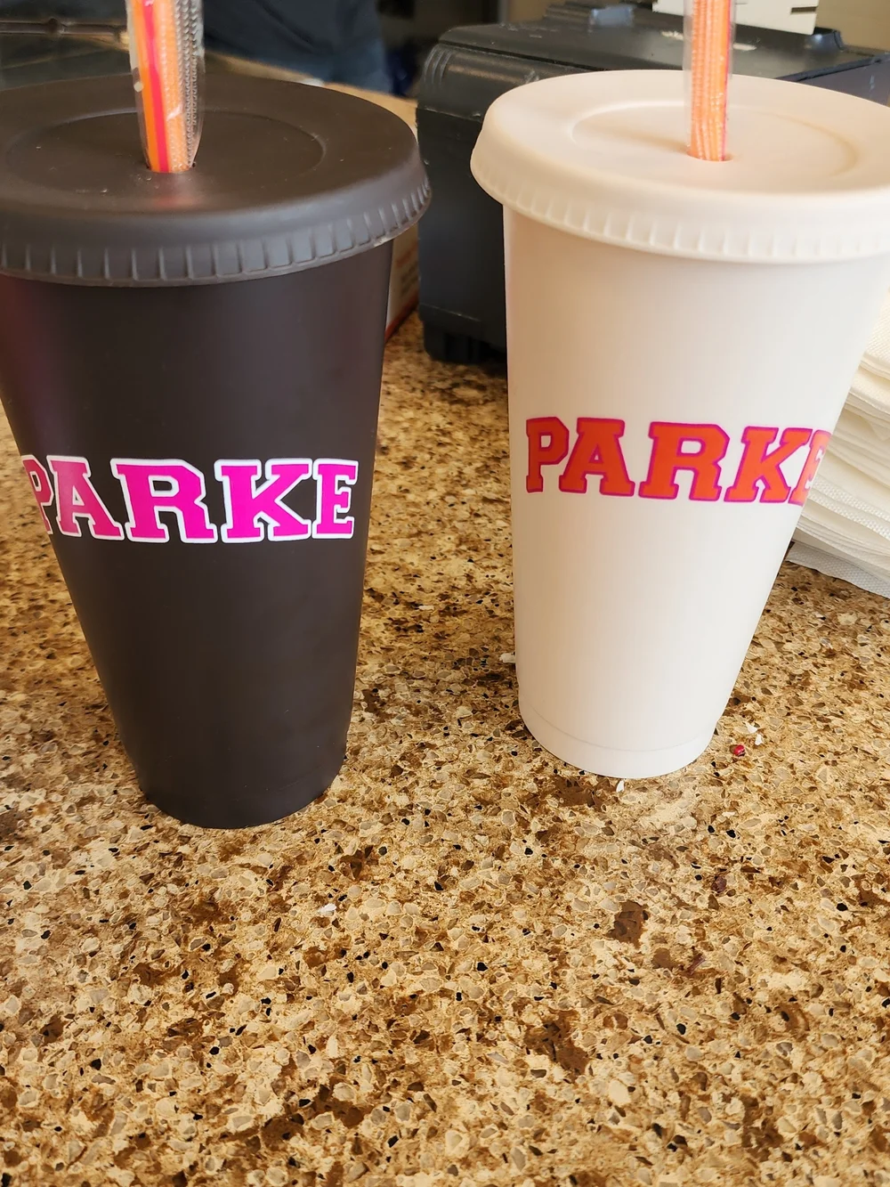 2 - PARKE Insulated Reusable Cup with Lid & Straw $40 For Both